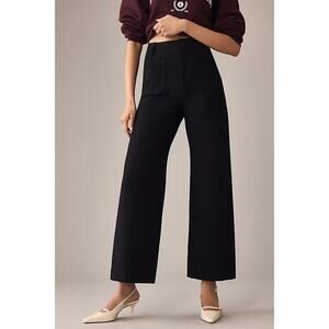 Maeve By Anthropologie The Colette Cropped Wide Leg Pants Black Womens 31T NWT